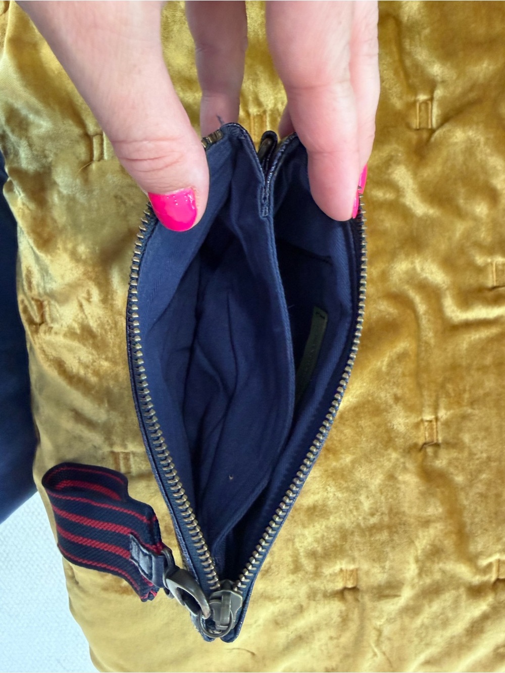 Anthropologie Metallic Navy Wristlet with Striped Strap - Picture 3 of 5
